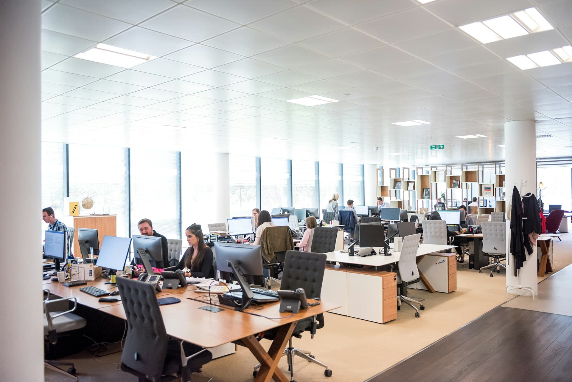 Office workers in a modern open-plan workspace
